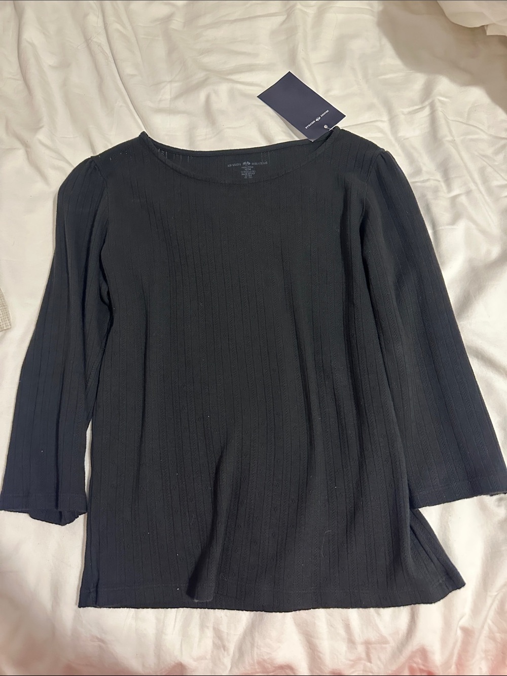 Brandy Melville Black Ribbed Long-Sleeve Top
